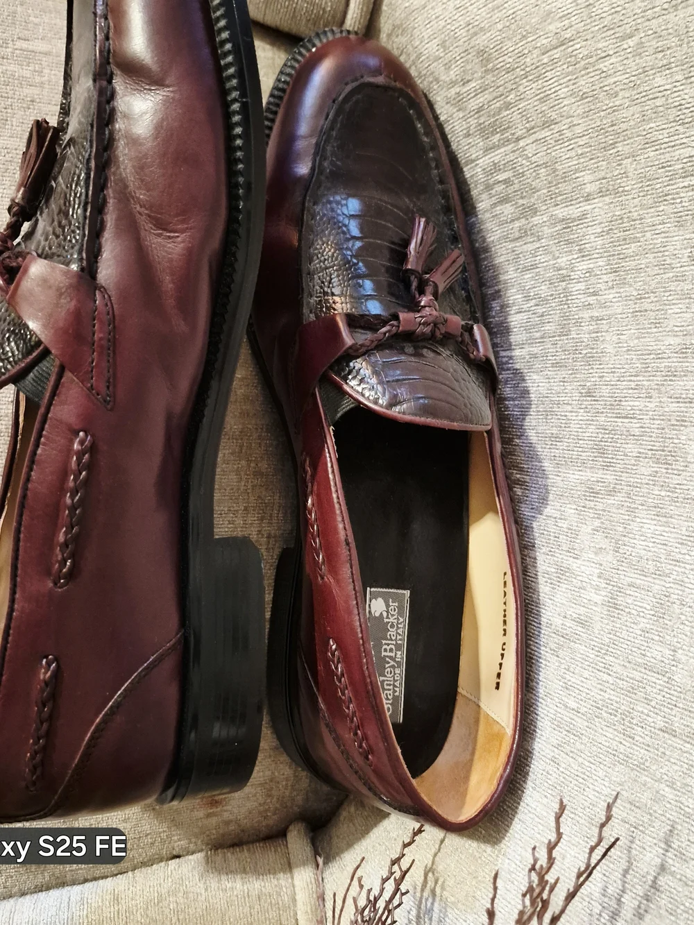 Vintage 90's Stanley Blacker Burgandy 'Rare S/15 Wide Italian Leather Loafers